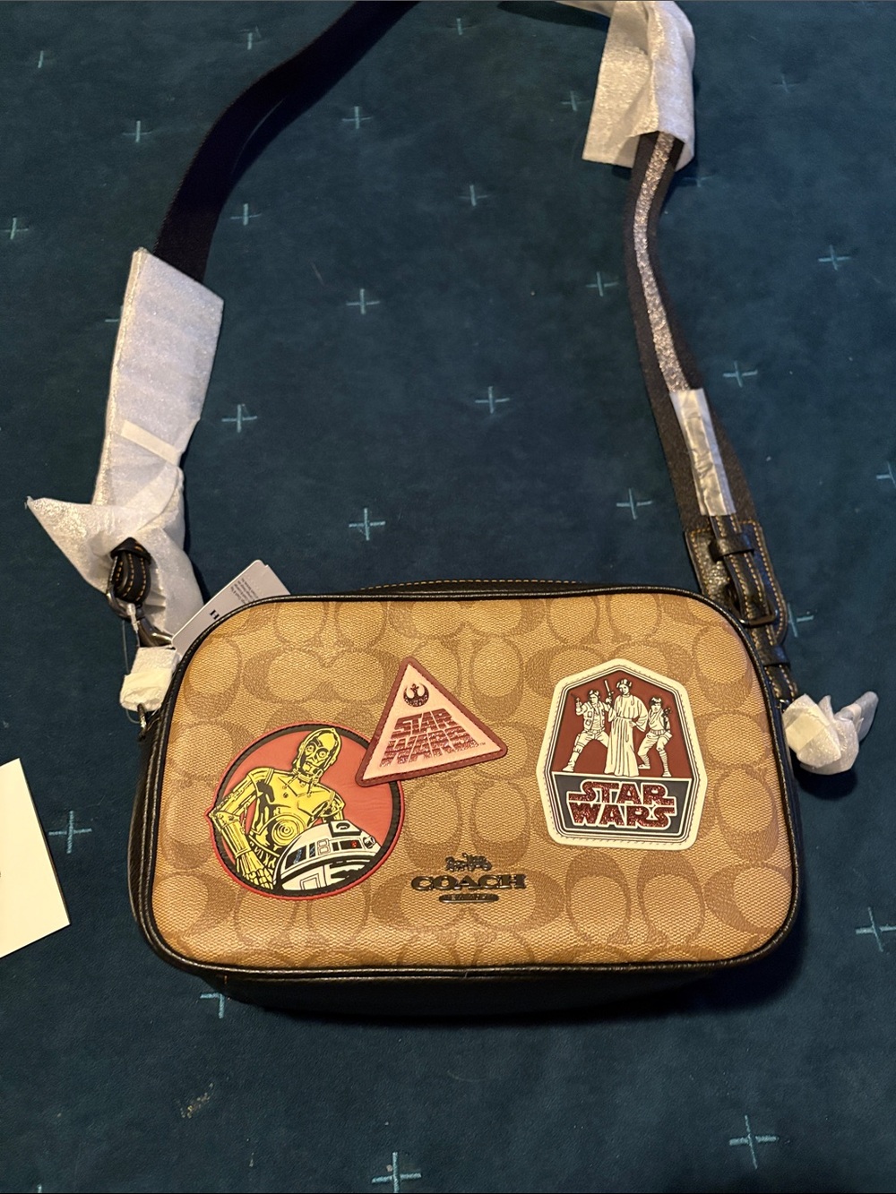 Coach Tan Signature Star Wars Patch Messenger Bag